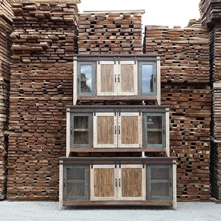 International Furniture Direct 900 Antique IFD962STAND60 Rustic 60" TV